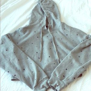 Gray cropped star sweatshirt.